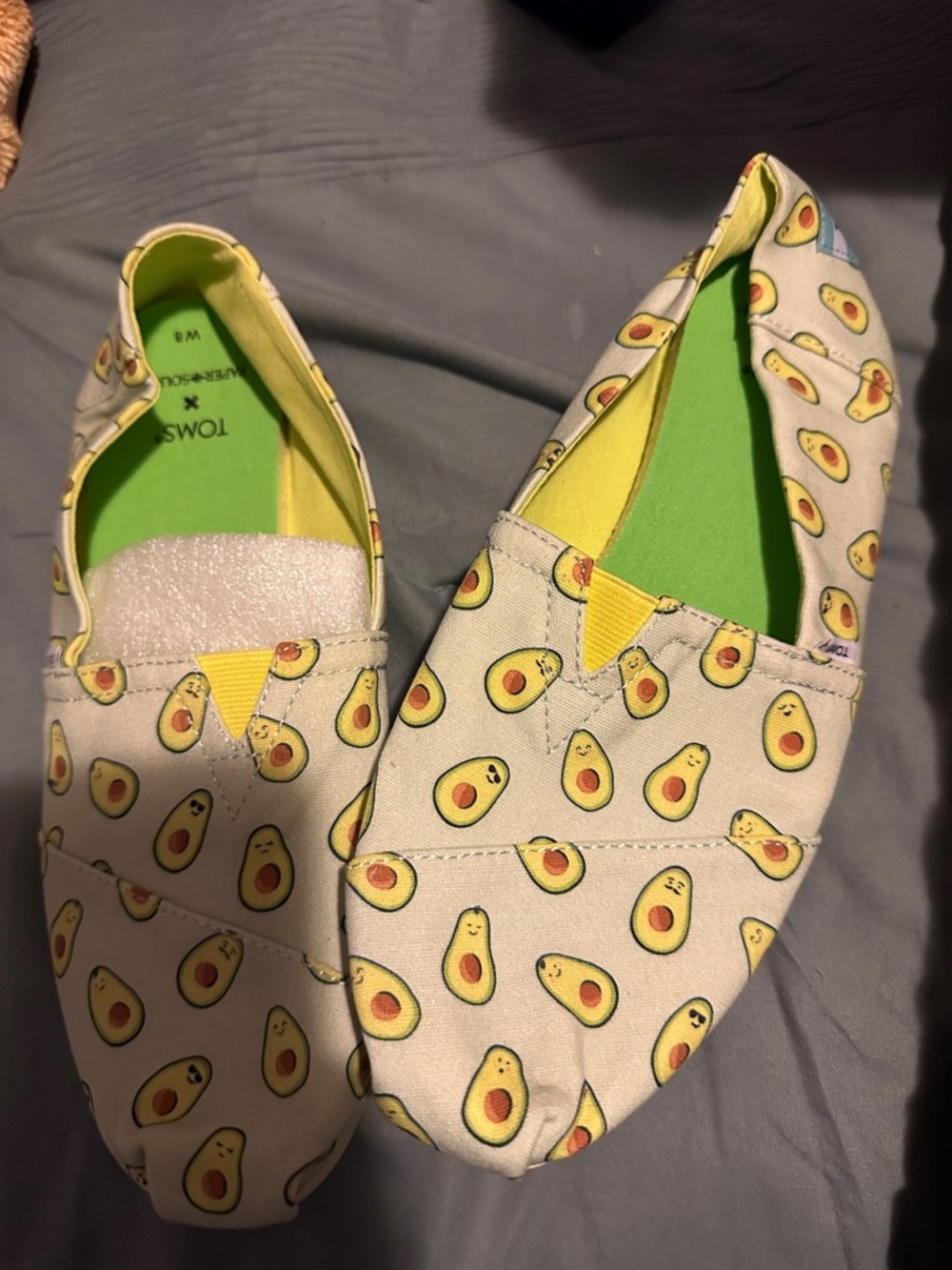 Toms Kids Avocado Print Slip-On One-Piece Shoes - Green and Yellow